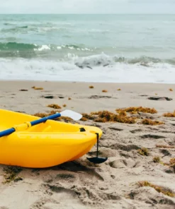 Pelican Sport Kayaks, SUP, Boats And Sleds Combo - 2 Solo Kids Kayaks With Paddles - Yellow/Blue